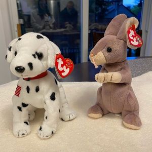 Vintage Ty Beanie Babies - ‘RESCUE’ dog and ‘SPRINGY’ rabbit